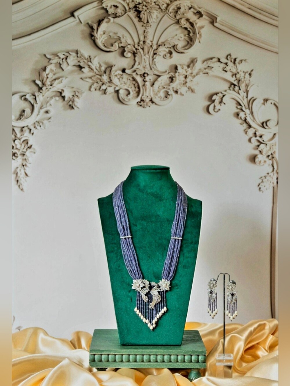 Luxury Crystal Beaded Necklace Earring Set in 5 Colors By Sama Heritage$275 EACH